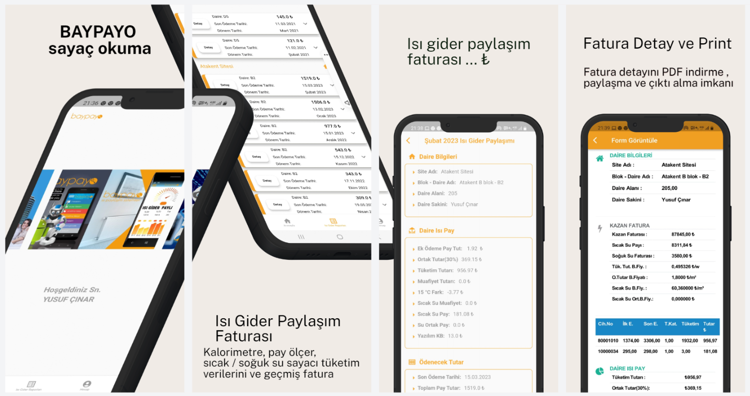 Kalorimetre pay ölçer faturası android ios mobil sistem